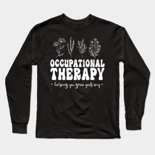 Groovy Aesthetic Floral Occupational Therapy Plaster Colors Long Sleeve T-Shirt